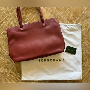 Longchamp Le Foulonné Leather Chestnut Tote Bag